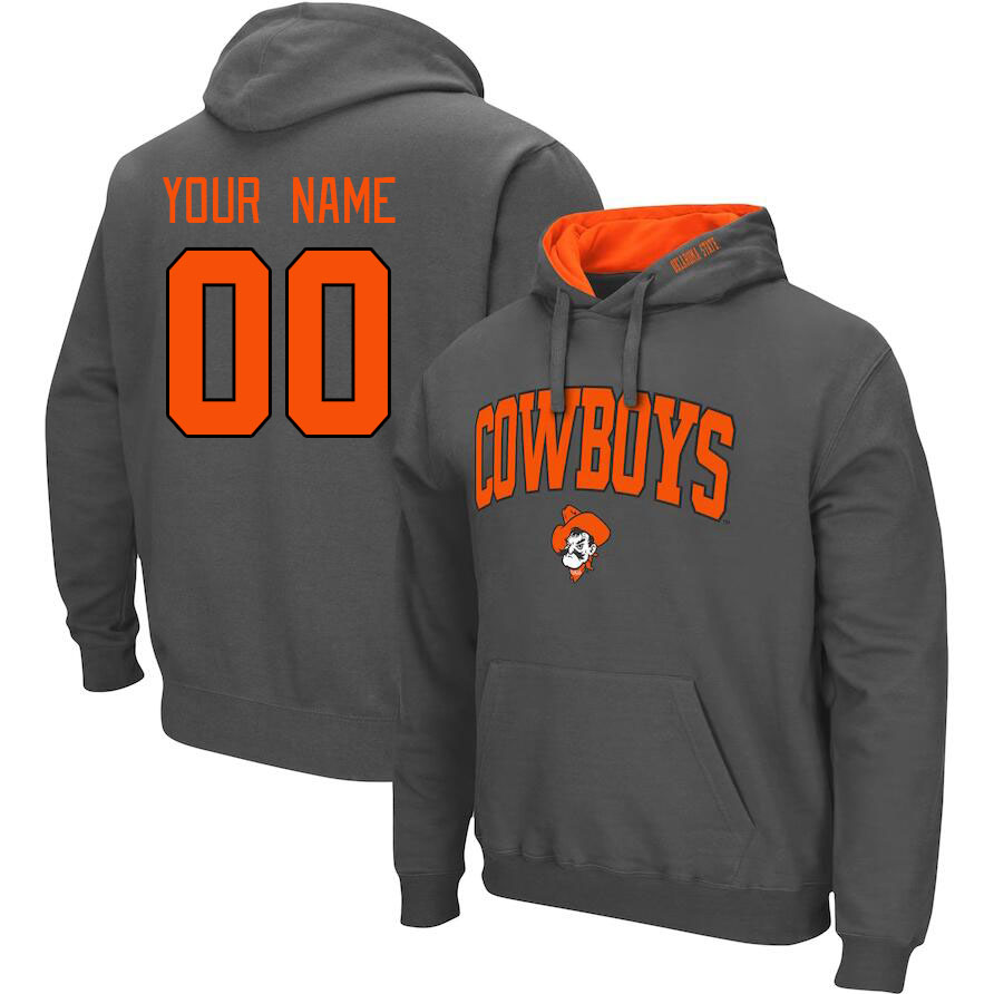 Custom Oklahoma State Cowboys Name And Number College Hoodie-Charcoal